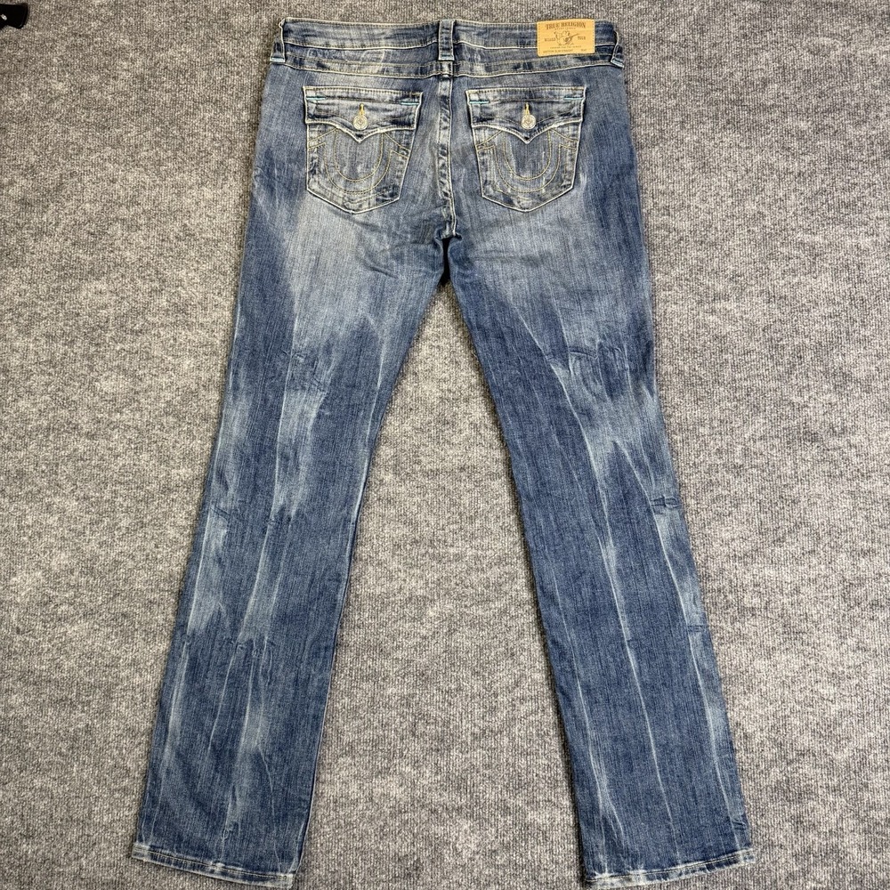 True Religion Jeans Mens 33 Blue Medium Wash Flap Pocket Stretch Slim (36x33)